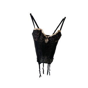 Victoria Secret Women's Black Lace Sheer Bustier Corset - 36B